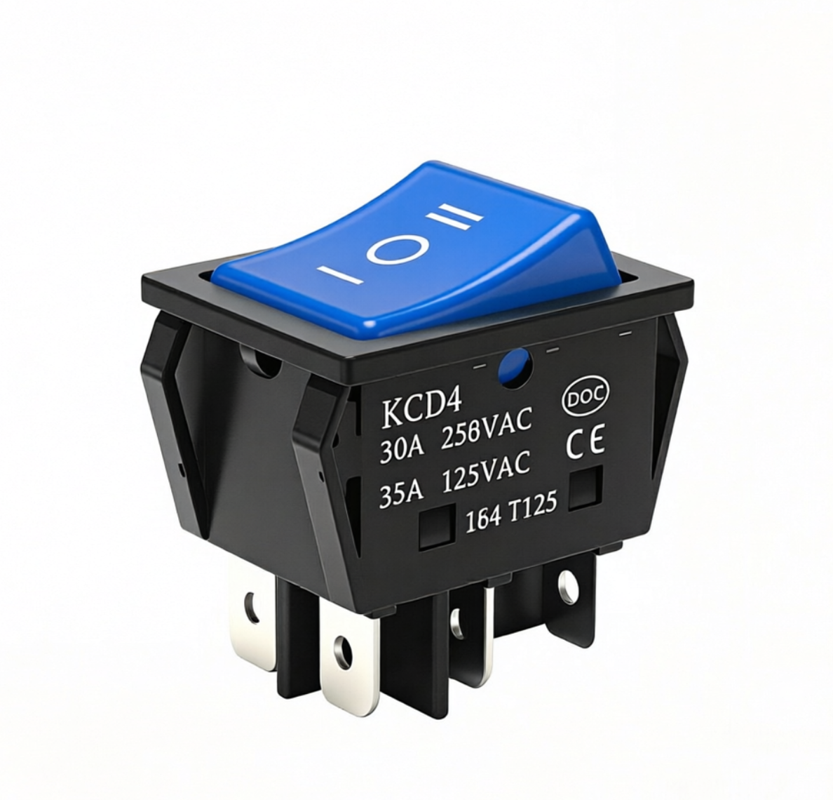 Commercial Equipment Switch / 6 Pin ON OFF ON (Blue) / 30A 250V / 30.5 x 22mm / With Waterproof Cover