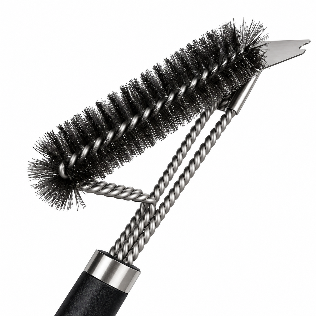 Short Handle 41cm Heavy Duty 304 Stainless Steel BBQ Grill Cleaning Brush with Scraper