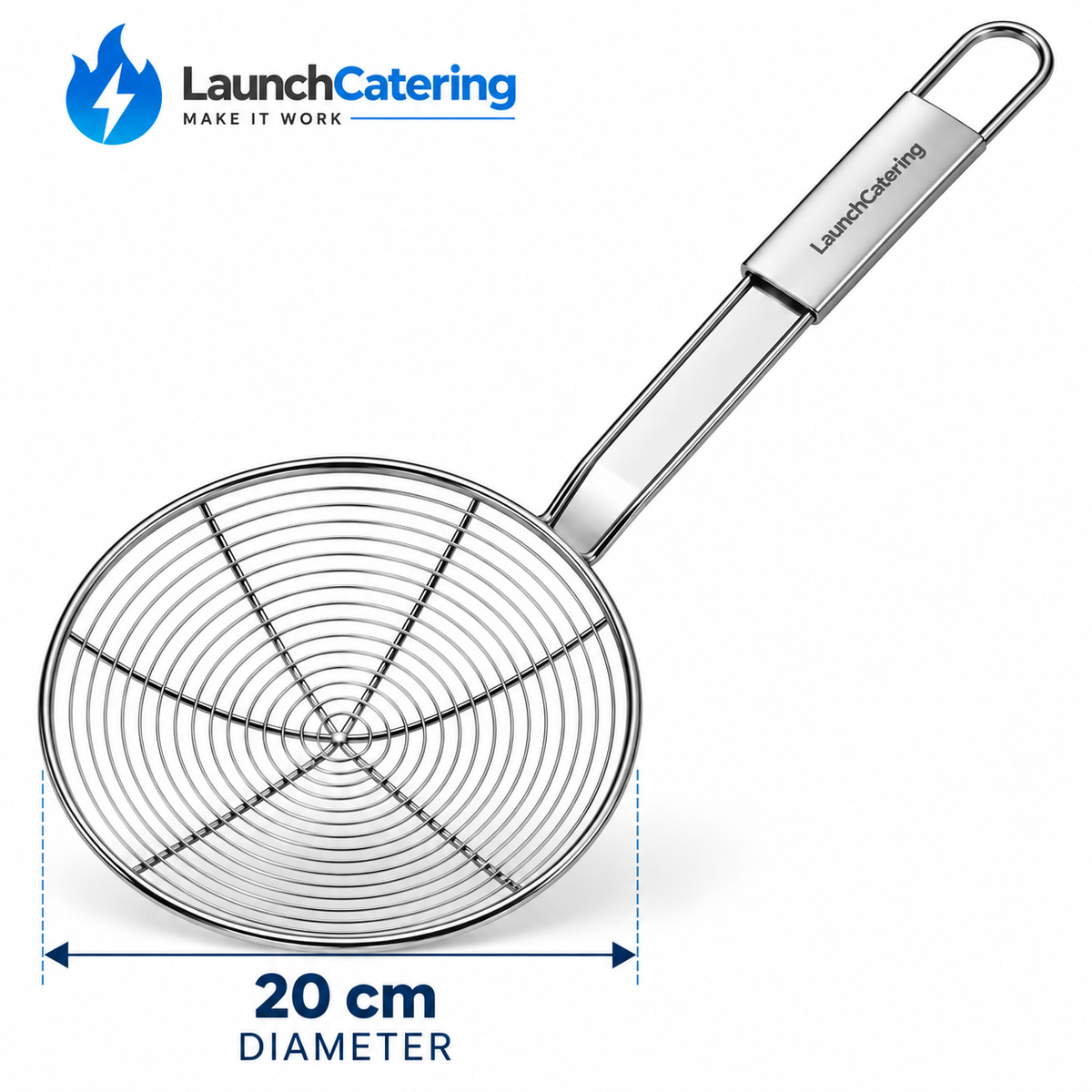 Professional 58 Cm Length Round Skimmer D20cm Stainless Steel Spider Strainer
