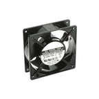 A black ADDDA AC axial fan, model AA120-24V-500RHT, shown from a three-quarters perspective on a solid white background.