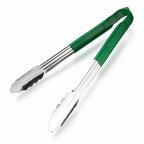 Colour coded 12 inch stainless steel catering serving tongs for HACCP food safety
