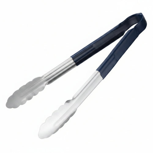 Colour coded 12 inch stainless steel catering serving tongs for HACCP food safety
