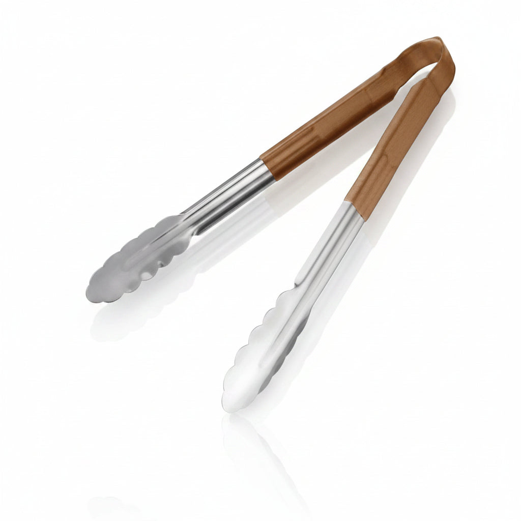 Colour coded 12 inch stainless steel catering serving tongs for HACCP food safety