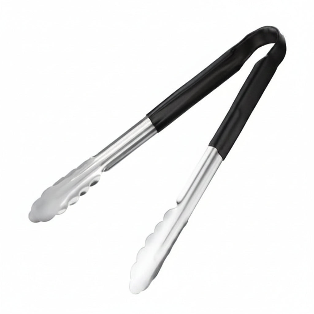Colour coded 12 inch stainless steel catering serving tongs for HACCP food safety