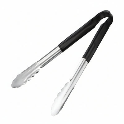 Colour coded 12 inch stainless steel catering serving tongs for HACCP food safety