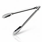Stainless steel 0.7mm utility catering serving tongs with scalloped grip