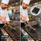 Short Handle 41cm Heavy Duty 304 Stainless Steel BBQ Grill Cleaning Brush with Scraper