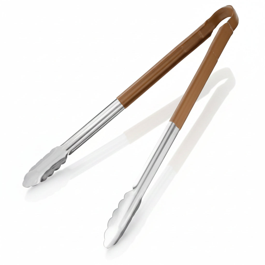 Colour coded 16 inch stainless steel catering serving tongs for HACCP food safety