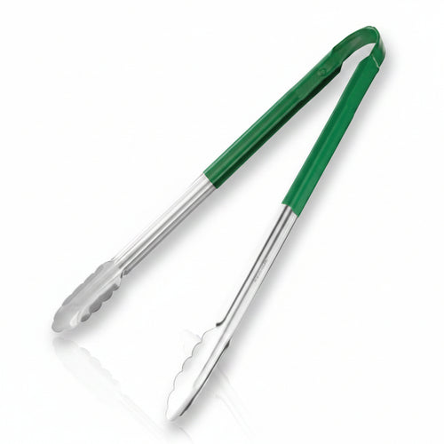 Colour coded 16 inch stainless steel catering serving tongs for HACCP food safety