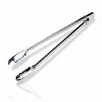 Stainless steel 0.7mm utility catering serving tongs with scalloped grip