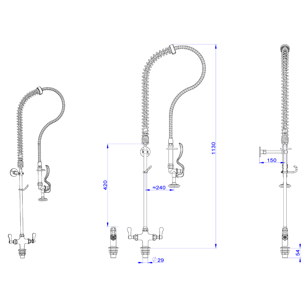 Hamoki DF9920D-1 231054 pre-rinse spray arm tap with double inlet - view 2