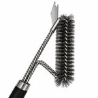 Short Handle 41cm Heavy Duty 304 Stainless Steel BBQ Grill Cleaning Brush with Scraper