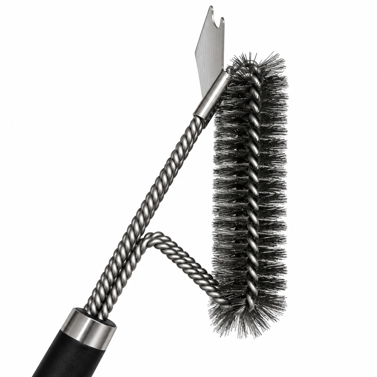 Short Handle 41cm Heavy Duty 304 Stainless Steel BBQ Grill Cleaning Brush with Scraper
