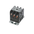 A black electrical contactor with a metal mounting bracket and several silver screw leads, shown on a plain white background.