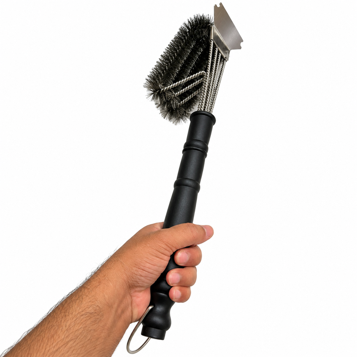 Long Handle 45.7cm Heavy Duty 304 Stainless Steel BBQ Grill Cleaning Brush with Scraper