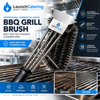 Short Handle 41cm Heavy Duty 304 Stainless Steel BBQ Grill Cleaning Brush with Scraper