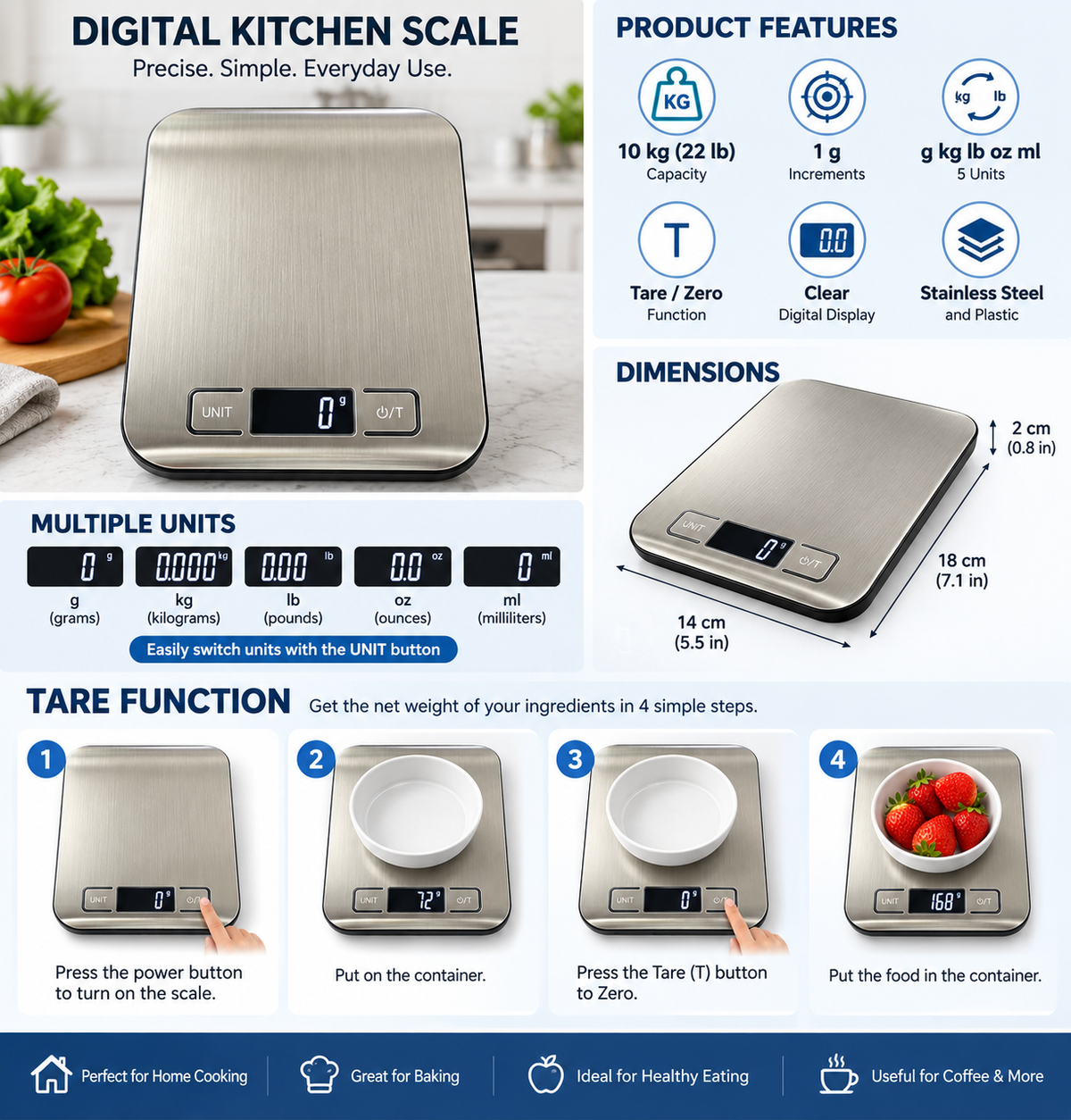 Professional Digital Kitchen Scale 10kg Commercial Food Scale