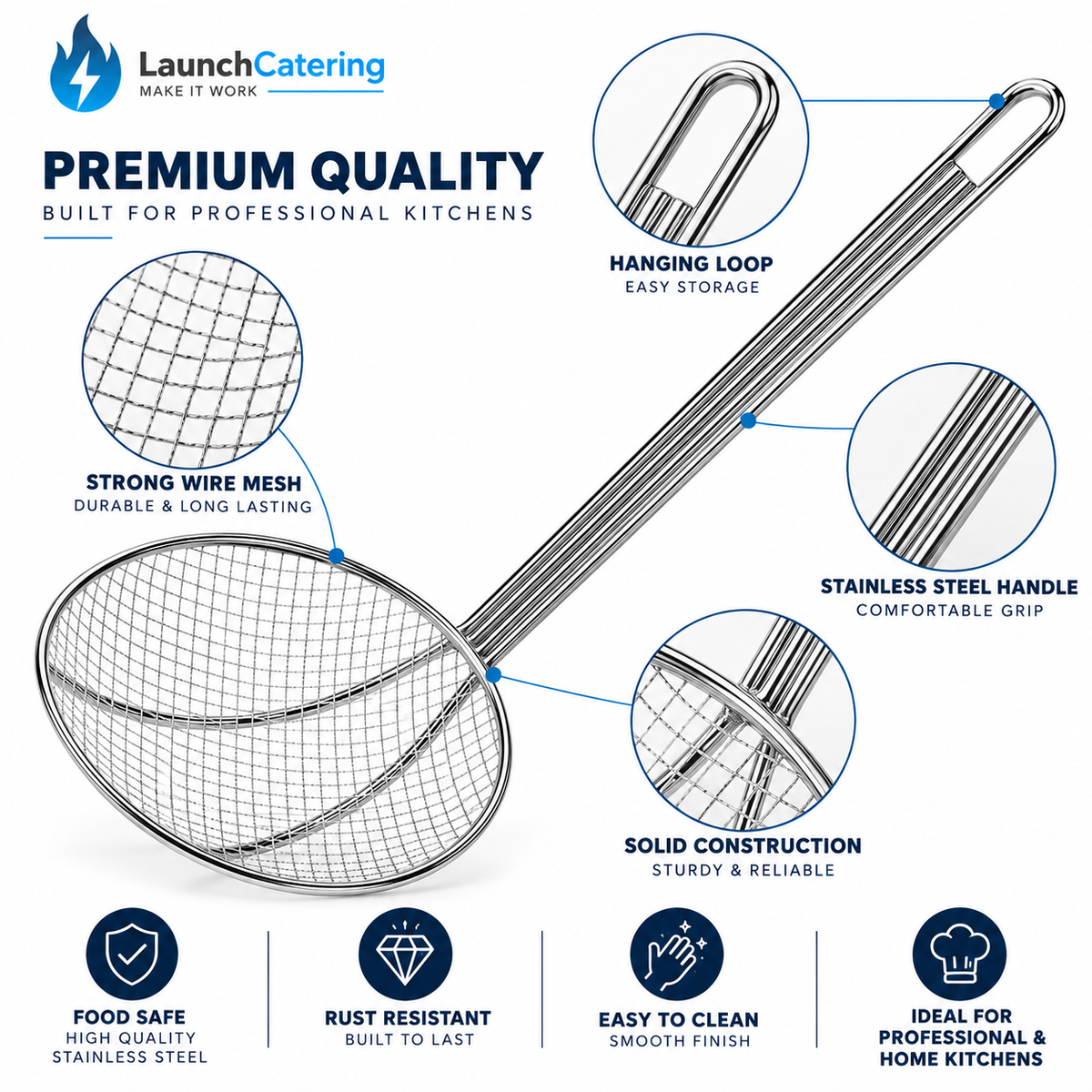 Nickel Plated Heavy Duty Commercial Steel Skimmer 125mm (5in)