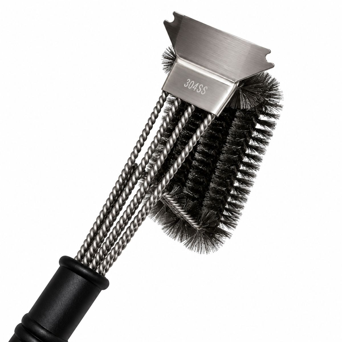 Long Handle 45.7cm Heavy Duty 304 Stainless Steel BBQ Grill Cleaning Brush with Scraper