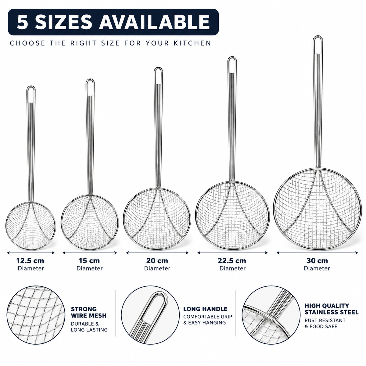 Heavy Duty Professional Commercial Nickel Plated Steel Skimmer 300mm (12in)