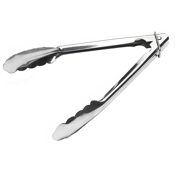 Heavy Duty 1.2mm 12 inch stainless steel utility catering tong with scalloped grip