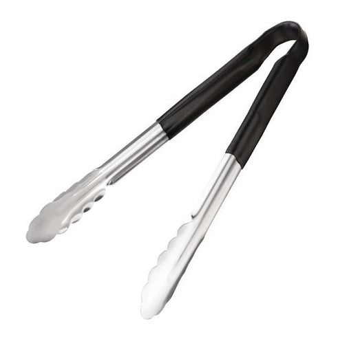 Colour coded 12 inch stainless steel catering serving tongs for HACCP food safety