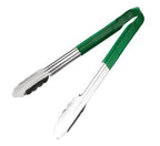 Colour coded 12 inch stainless steel catering serving tongs for HACCP food safety