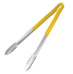 Colour coded 16 inch stainless steel catering serving tongs for HACCP food safety