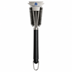 Short Handle 41cm Heavy Duty 304 Stainless Steel BBQ Grill Cleaning Brush with Scraper