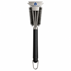 Short Handle 41cm Heavy Duty 304 Stainless Steel BBQ Grill Cleaning Brush with Scraper