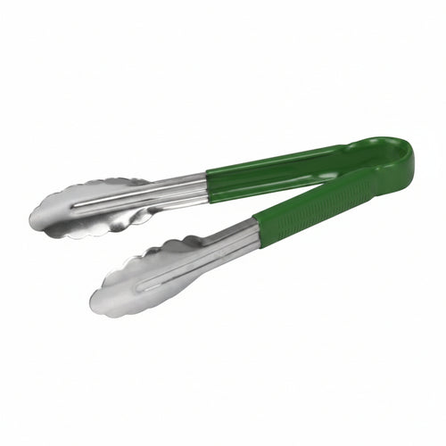 Colour coded 9 inch stainless steel catering serving tongs for HACCP food safety