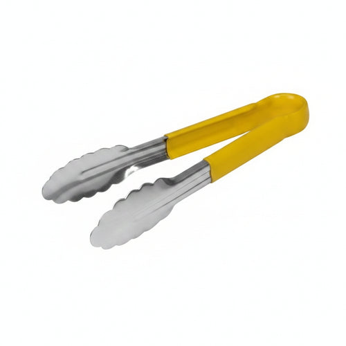Colour coded 9 inch stainless steel catering serving tongs for HACCP food safety