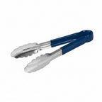 Colour coded 9 inch stainless steel catering serving tongs for HACCP food safety