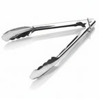 Stainless steel 0.7mm utility catering serving tongs with scalloped grip