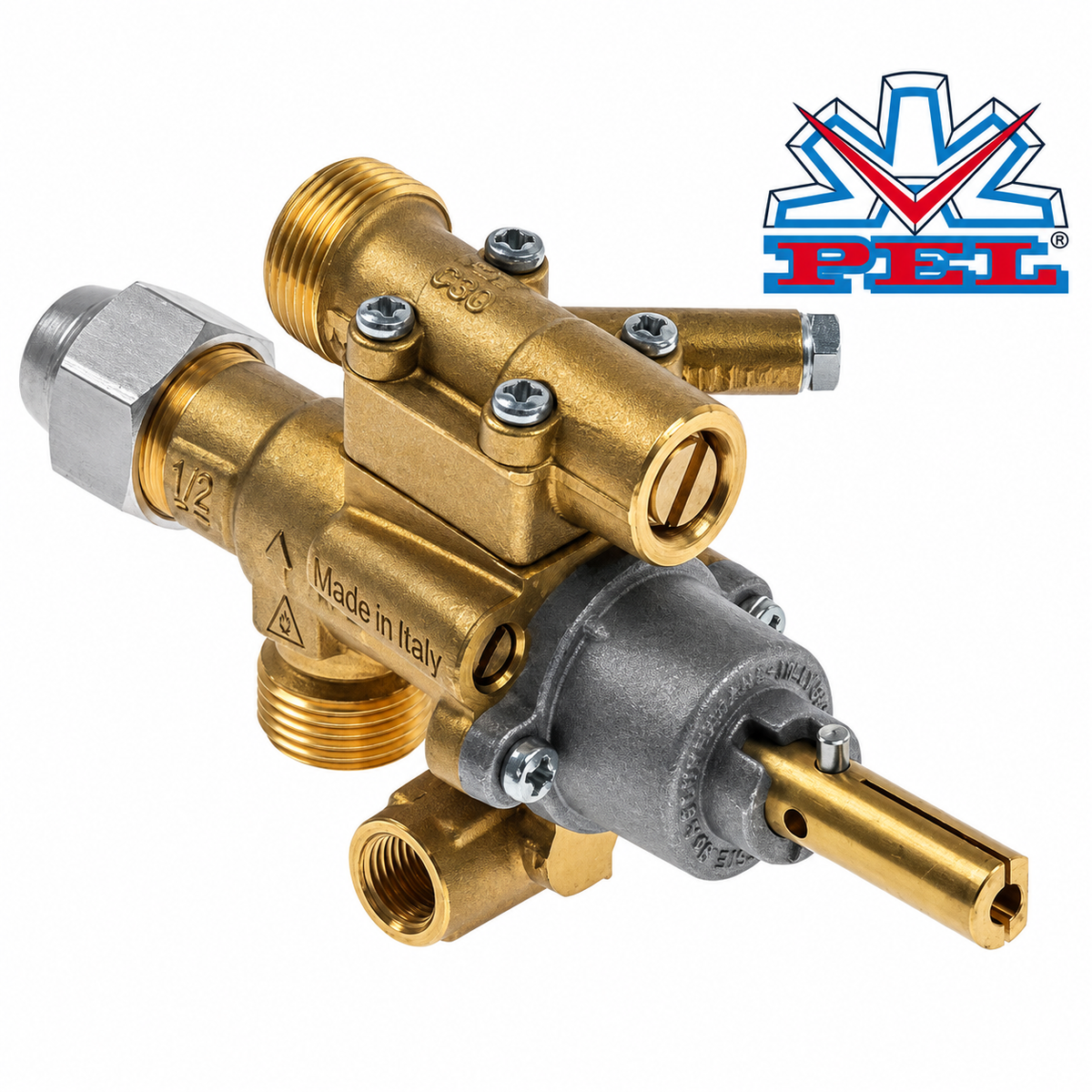 PEL 22S/O Gas Tap Safety Valve flow regulator, outlet ø12/10mm Shaft Right