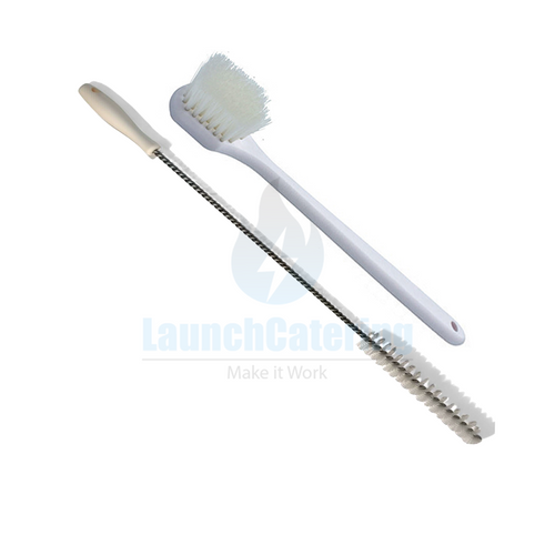 2-Piece Fryer Brush Set Straight 12112 and Long Handle Gong 12116 for Commercial Fryer