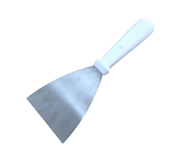Professional Stainless Steel Griddle Scraper White Handle