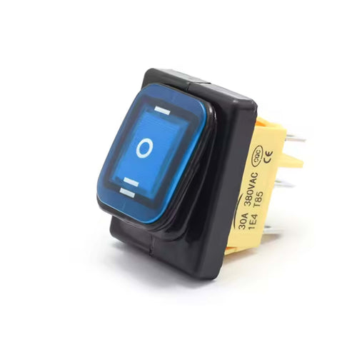 Waterproof DPDT 6 Pin Rocker Switch ON-OFF-ON 30A 250V Blue LED for Commercial Equipment