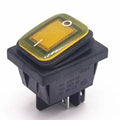 Waterproof DPST Rocker Switch 30A 250V 4 Pin ON OFF Yellow LED for Commercial Catering Equipment