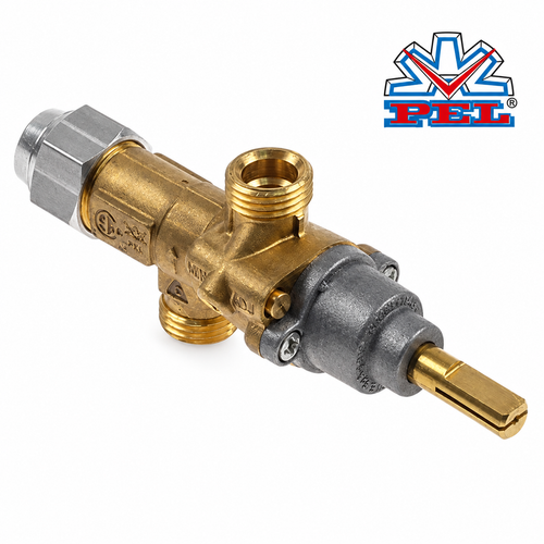 PEL 20S Gas Tap Safety Valve shaft 22/15mm, flat below Made In Italy