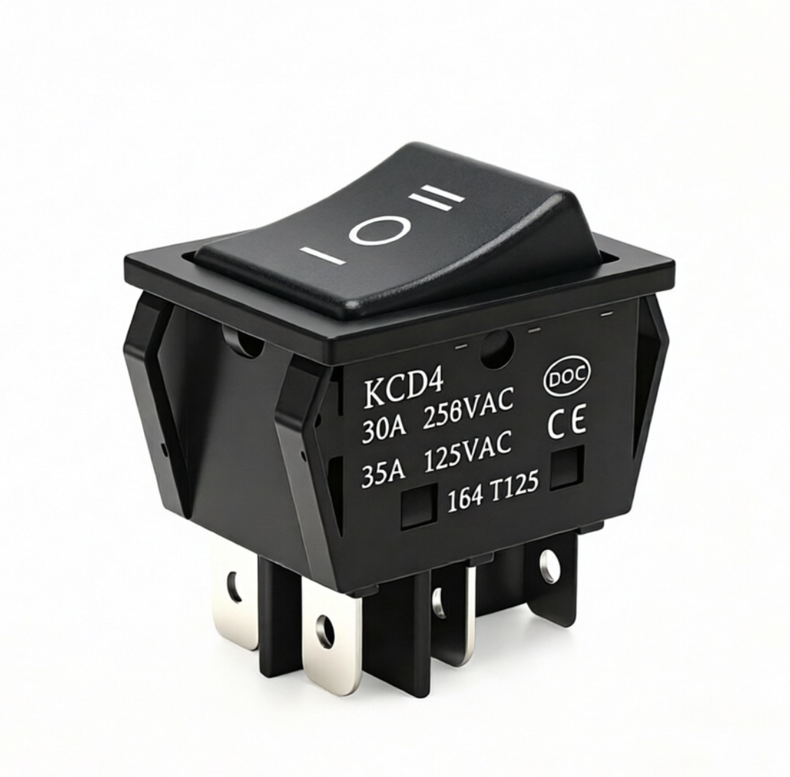 Commercial Equipment Switch / 6 Pin ON OFF ON (Black) / 30A 250V / 30.5 x 22mm / With Waterproof Cover