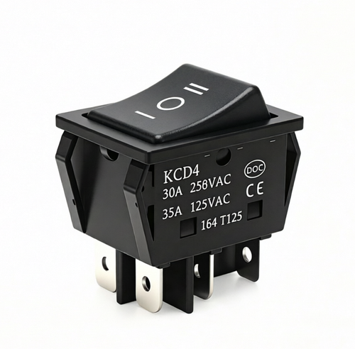 Commercial Equipment Switch / 6 Pin ON OFF ON (Black) / 30A 250V / 30.5 x 22mm / With Waterproof Cover