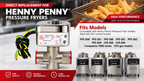 Henny Penny 24V 50Hz solenoid valve 29698 compatibility chart for PFE, CFA, Computron and CFG fryer models