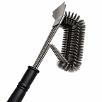 Long Handle 45.7cm Heavy Duty 304 Stainless Steel BBQ Grill Cleaning Brush with Scraper