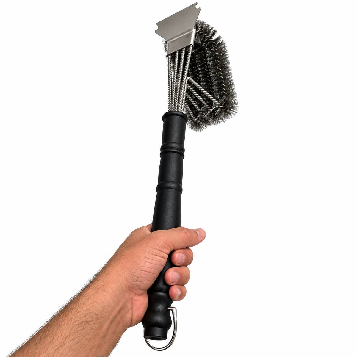 Long Handle 45.7cm Heavy Duty 304 Stainless Steel BBQ Grill Cleaning Brush with Scraper