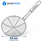 Professional 61 Cm Length Round Skimmer D24cm Stainless Steel Spider Strainer