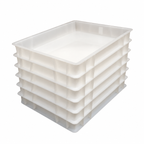 Pack of 6 Dough box 600 x 400 x 100mm white polypropylene