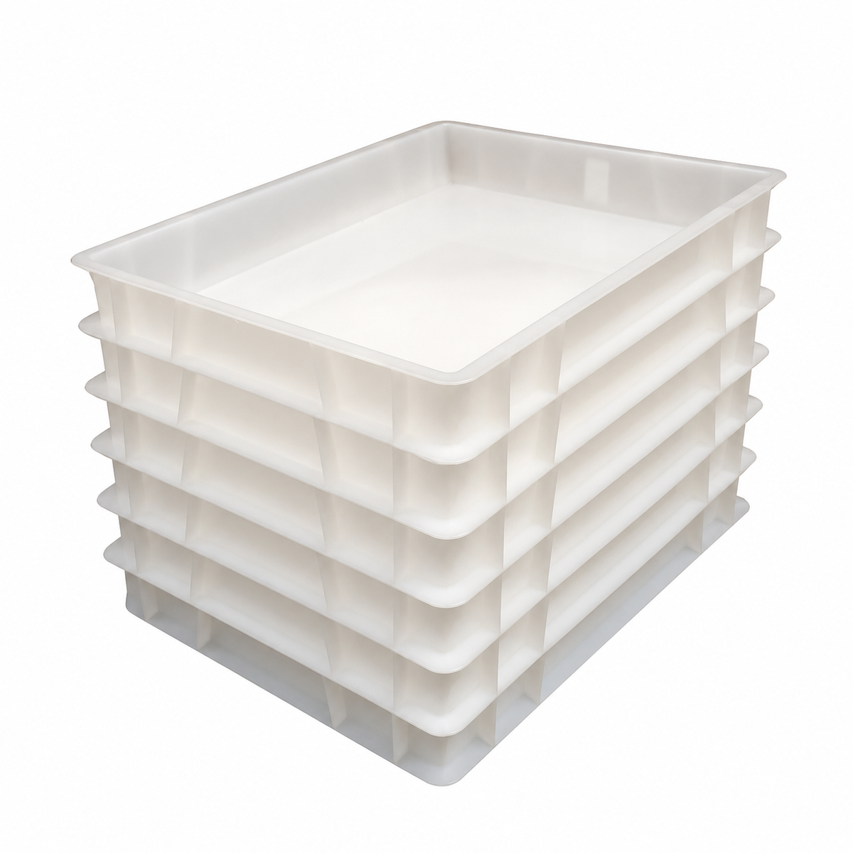 Pack of 6 Dough box 600 x 400 x 100mm white polypropylene