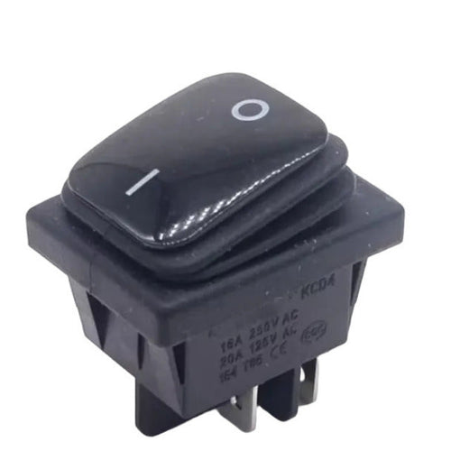 Waterproof DPST Rocker Switch 30A 250V 4 Pin Black LED for Commercial Catering Equipment