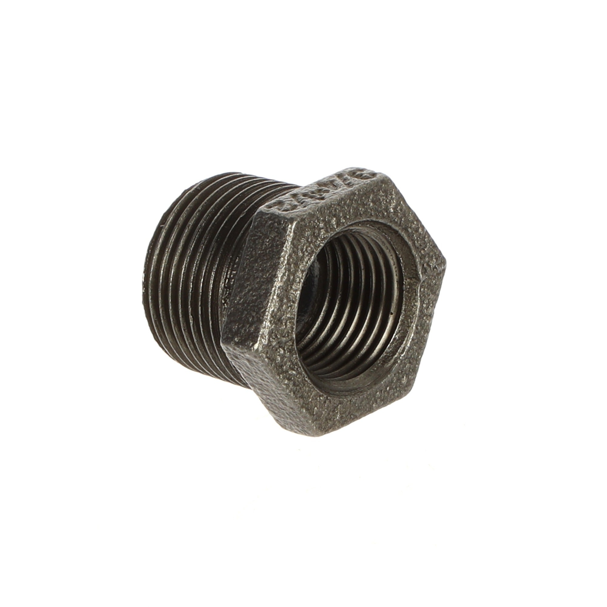 3/4 inch x 1/2 inch Black Iron Reducing Bush - BSP Gas Pipe Fitting for Commercial Catering